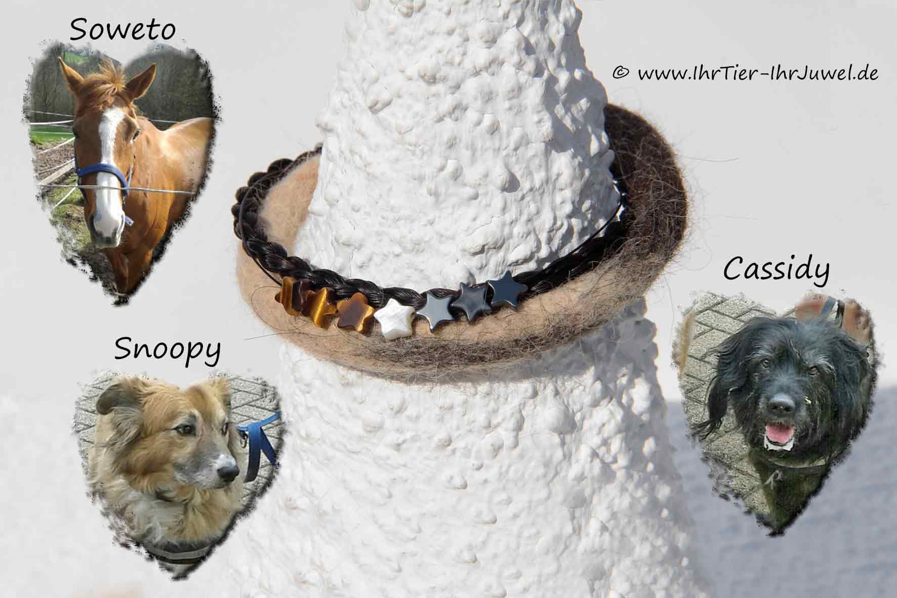 Tierhaarschmuck Armband aus Schweifhaaren und Hundehaaren