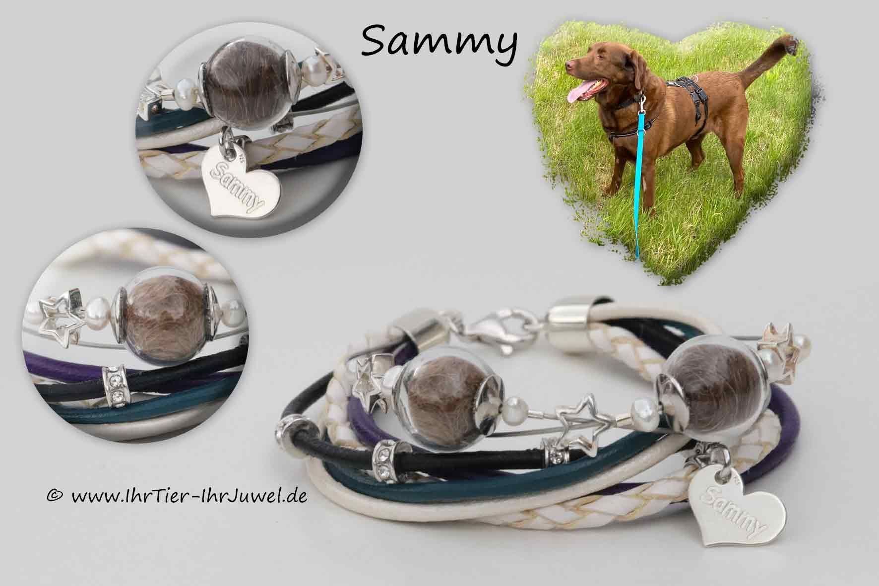 Tierhaarschmuck Armband mit Hundehaaren Gravurherz Sternenschmuck