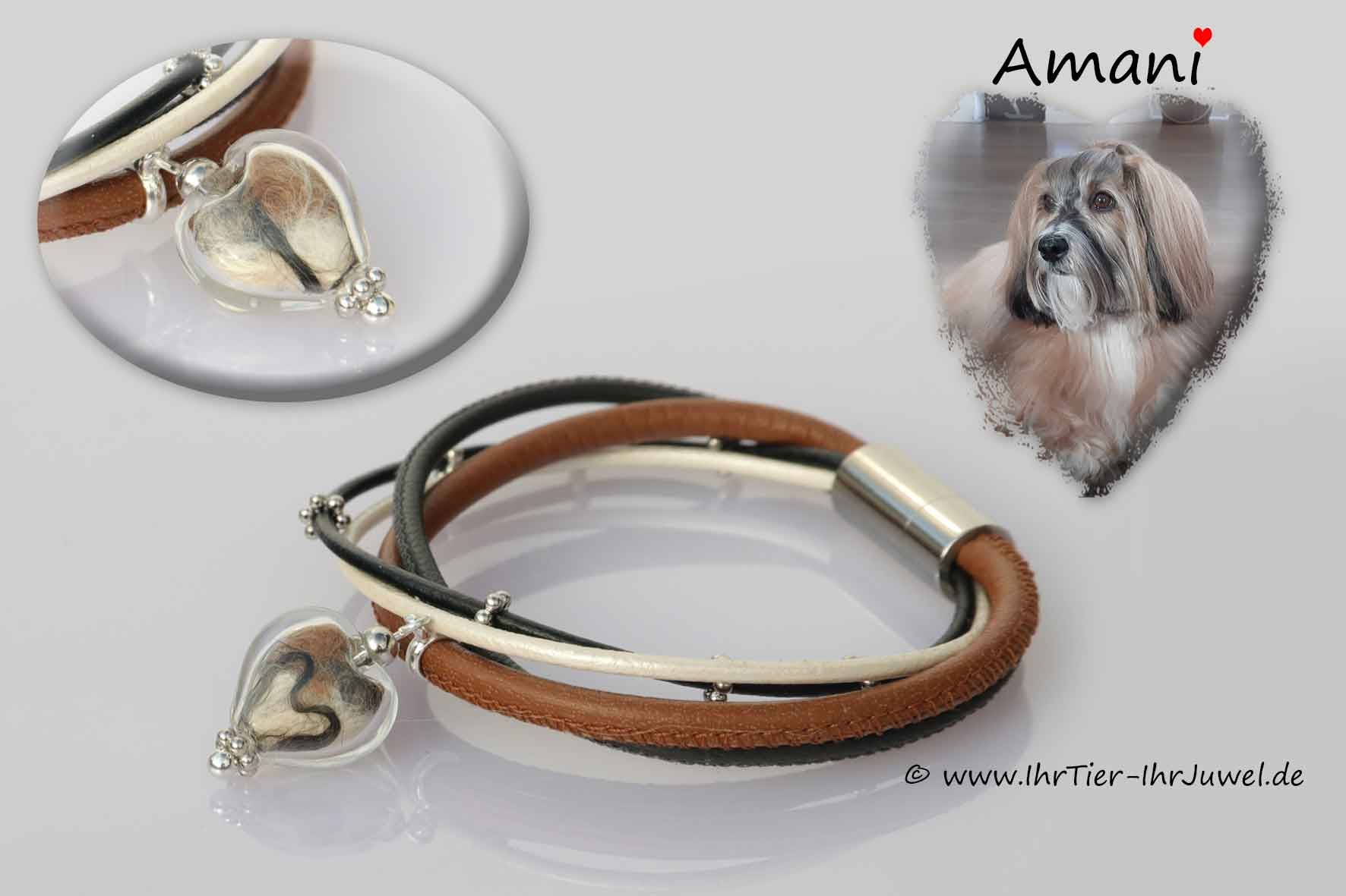 Tierhaarschmuck Armband mit Hundehaaren Herz Hundehaare
