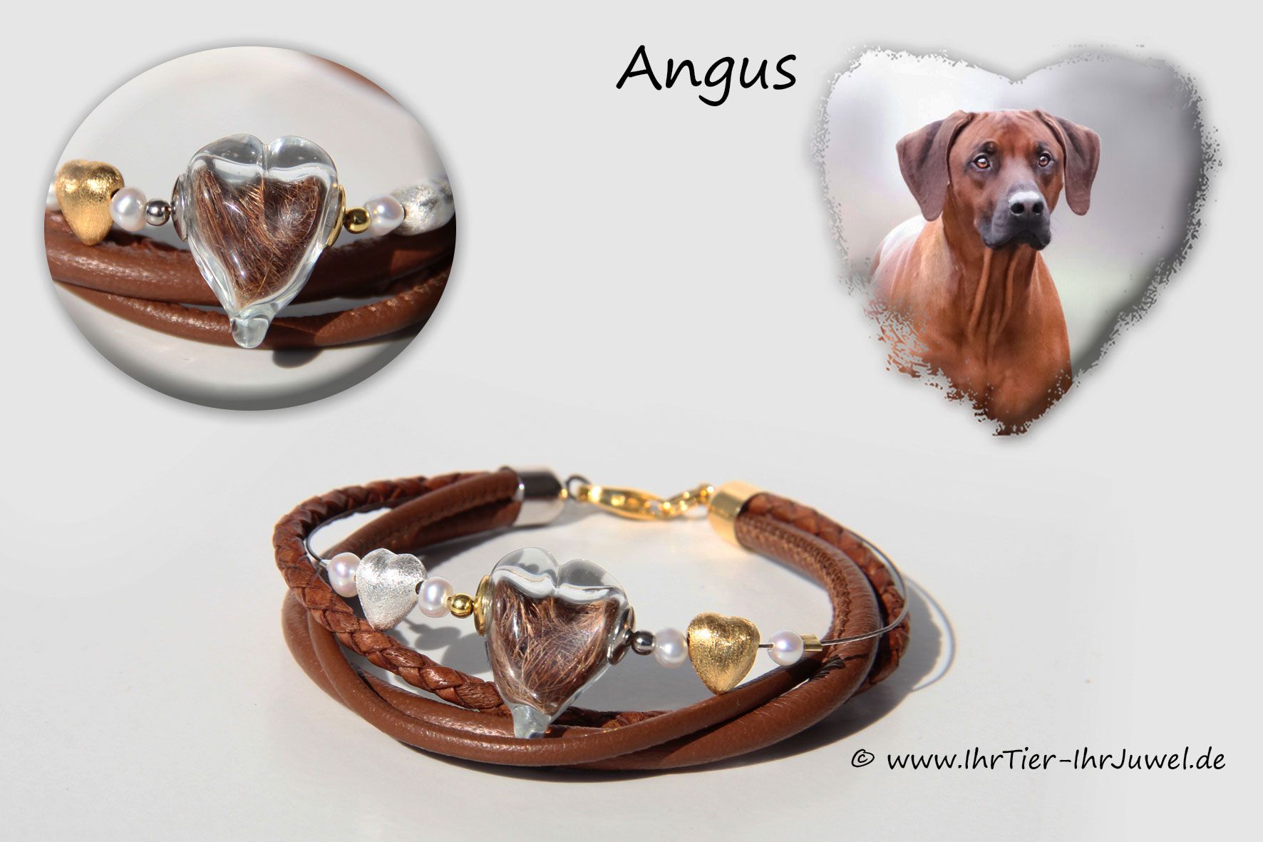 Tierhaarschmuck Armband mit Hundehaaren Herzschmuck