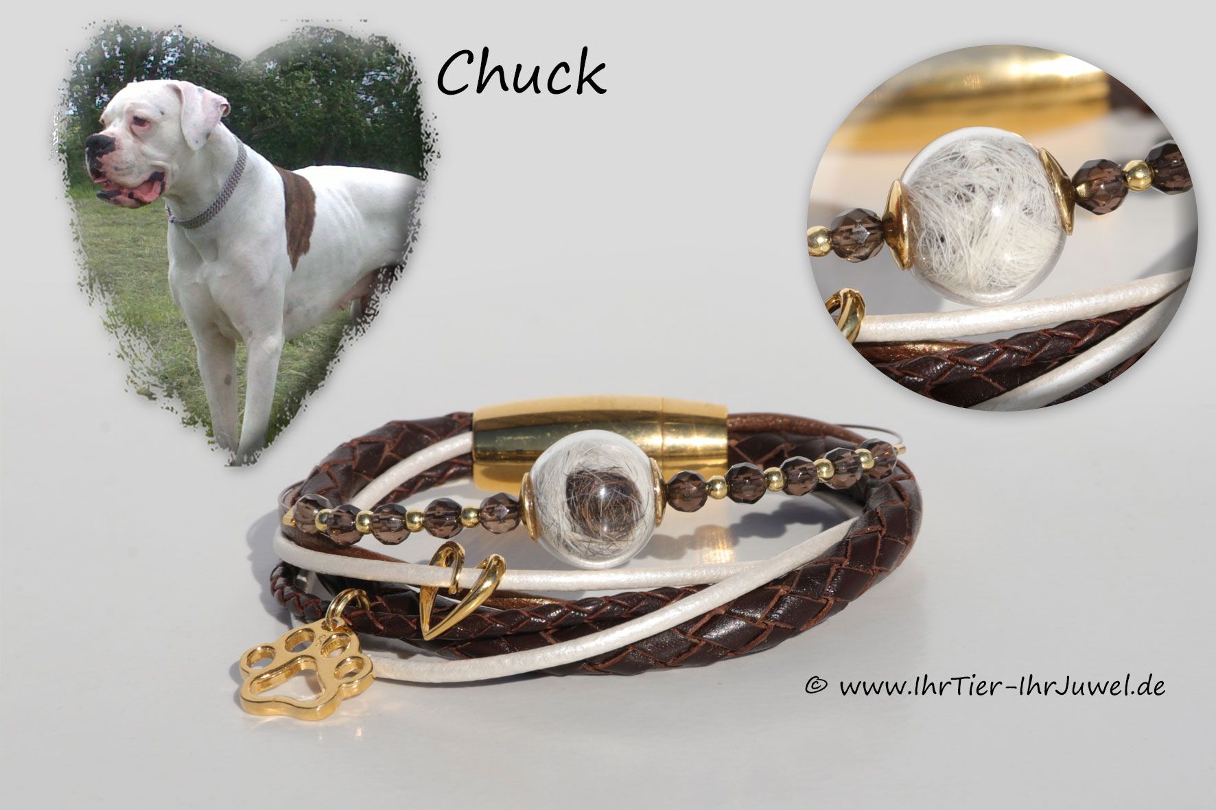 Tierhaarschmuck Armband mit Hundehaaren Pfotenschmuck Erinnerungsschmuck