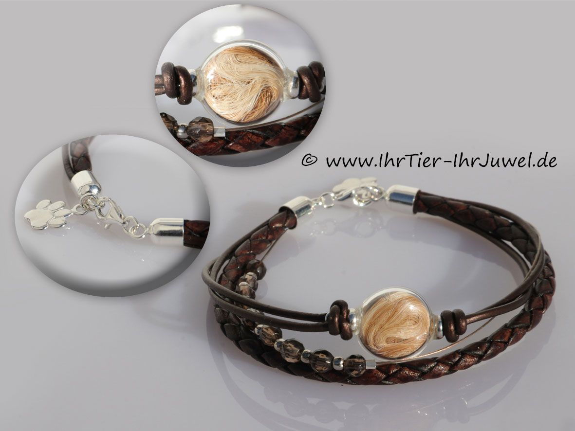 Tierhaarschmuck Armband mit Hundehaaren Pfotenschmuck Hundehaararmband