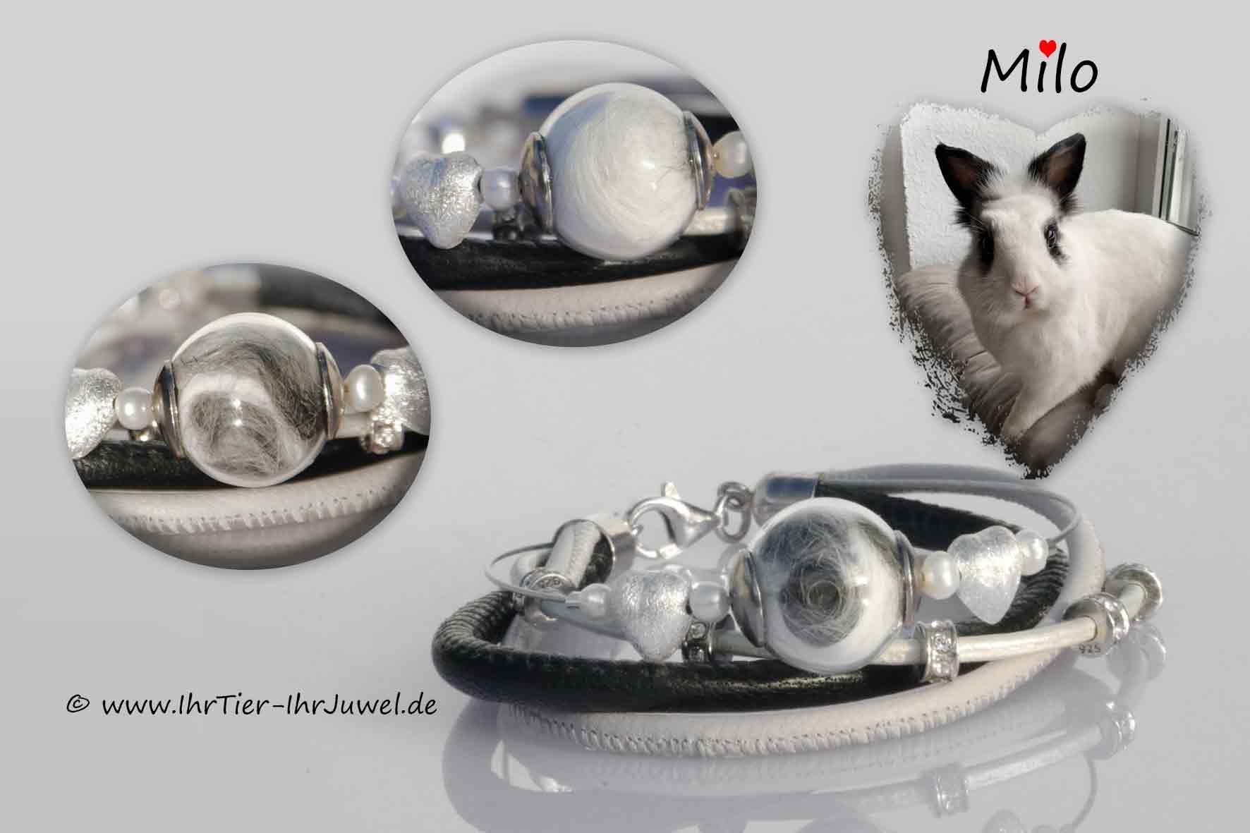 Tierhaarschmuck Armband mit Kaninchenhaaren Fellandenken Tierhaararmband