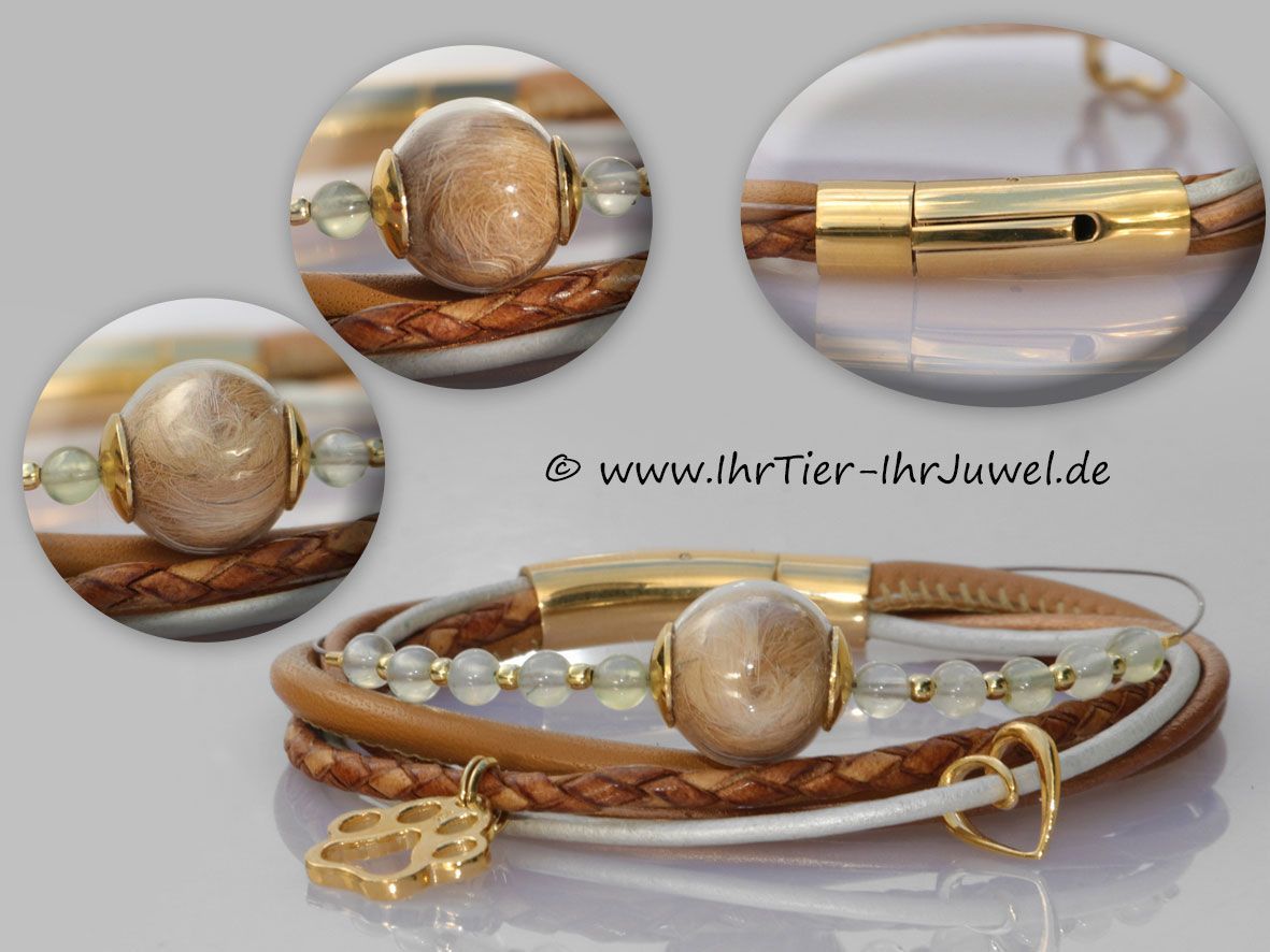 Tierhaarschmuck Armband mit Katzenhaar Pfotenschmuck Herzensschmuck