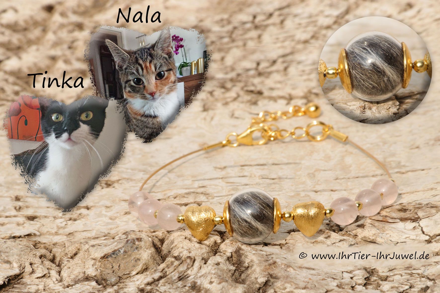 Tierhaarschmuck Armband mit Katzenhaaren Felljuwelen Katzenhaarschmuck