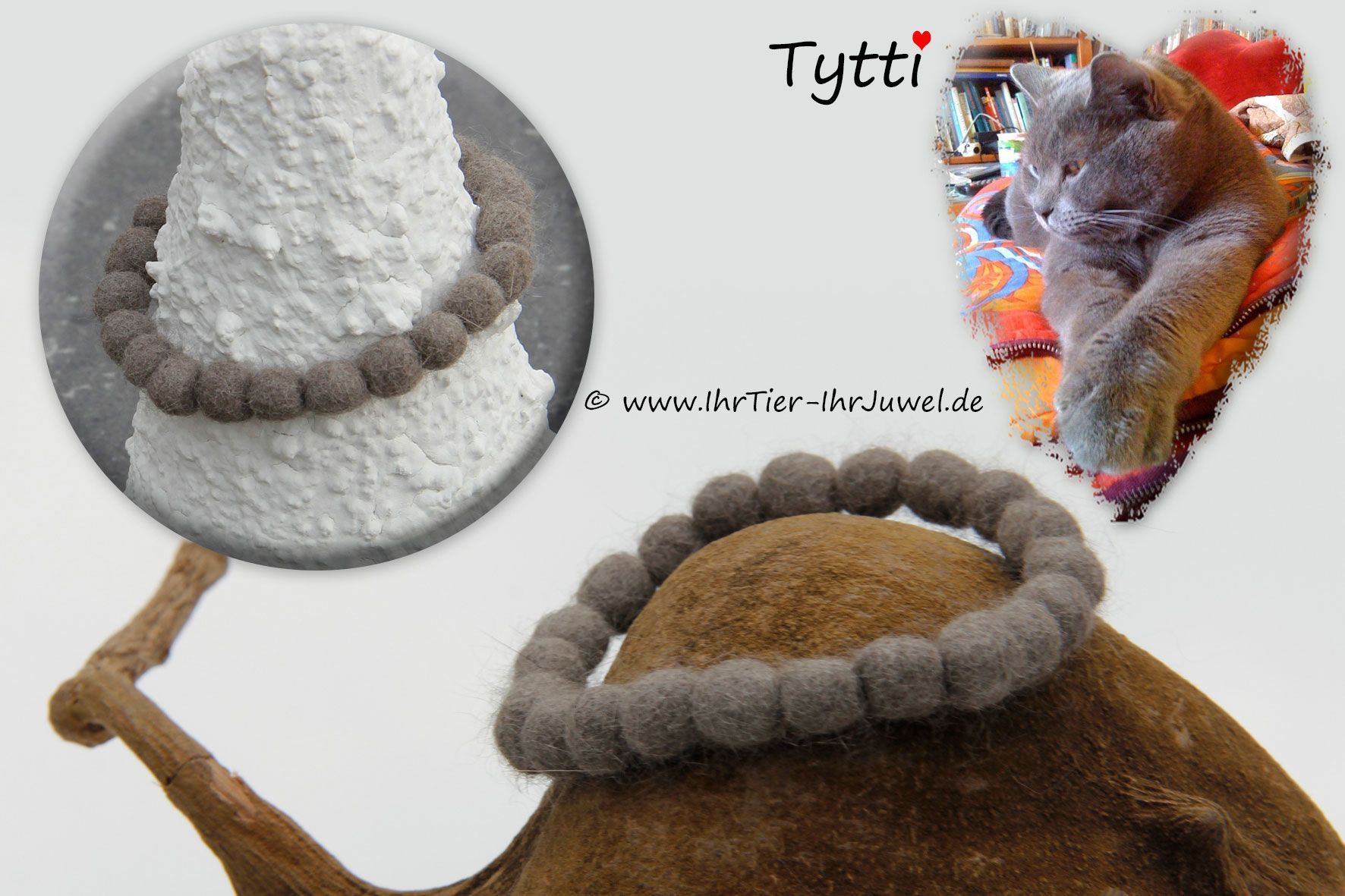 Tierhaarschmuck Armband mit Minifellperlen aus Katzenhaaren