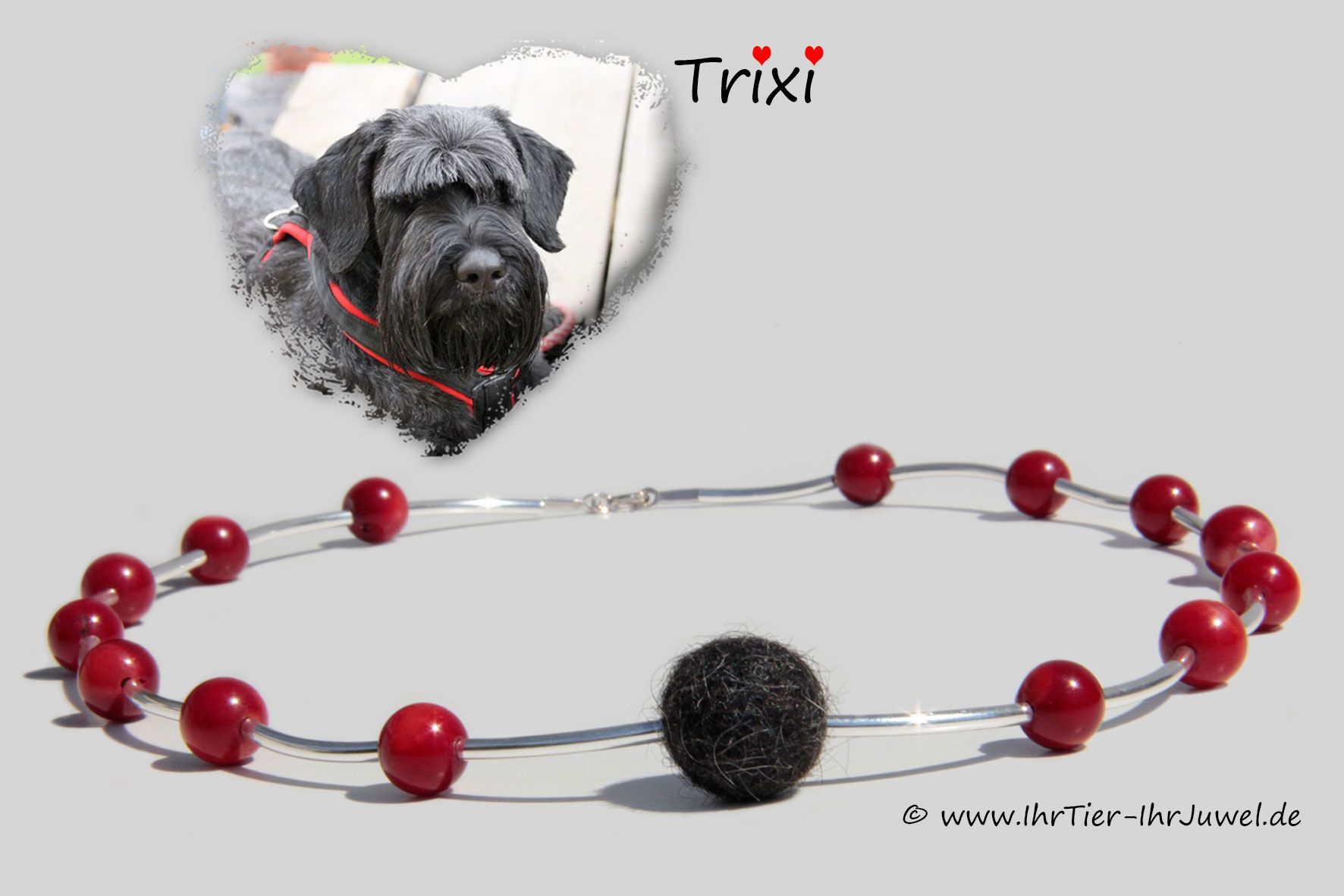 Tierhaarschmuck Collier mit Fellperle aus Hundehaaren