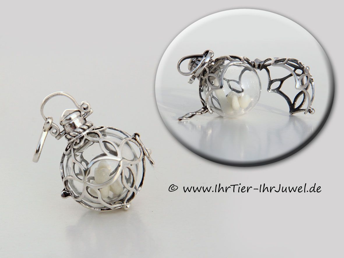 Tierhaarschmuck Engelsflüsterer mit Hundezähnchen Zähnchenschmuck Tierzahnschmuck