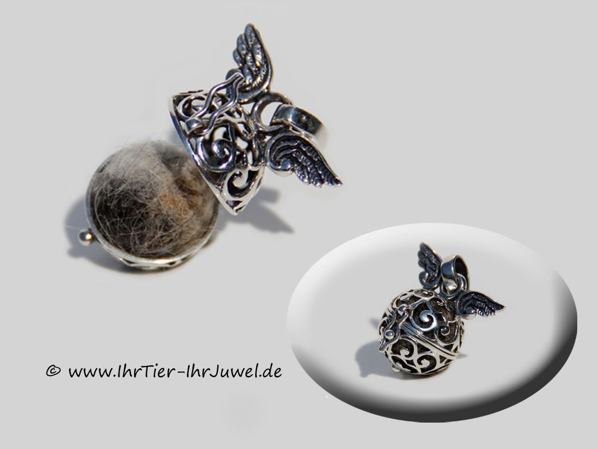 Tierhaarschmuck Engelsflüsterer mit Tierhaar Fellperle Felljuwelen