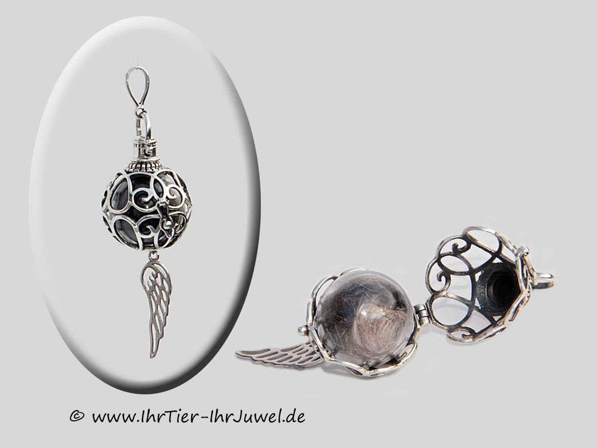 Tierhaarschmuck Engelsrufer mit Hundehaaren Hundehaarschmuck Flügelschmuck