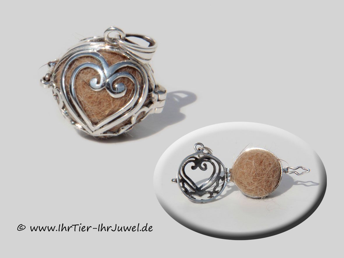 Tierhaarschmuck Engelsrufer mit Tierhaar Engelsflüsterer Fellperle