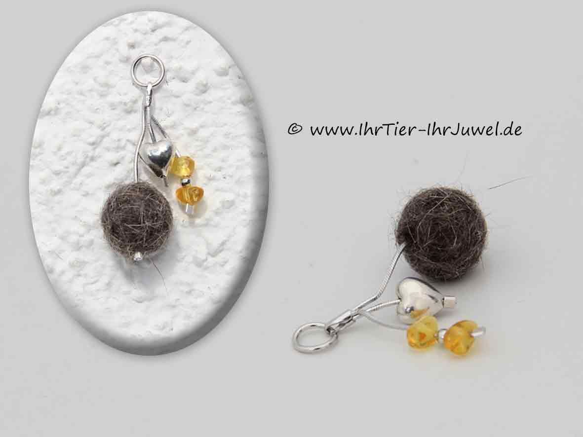 Tierhaarschmuck Fellperle aus Tierhaaren Felljuwelen Bernsteinschmuck