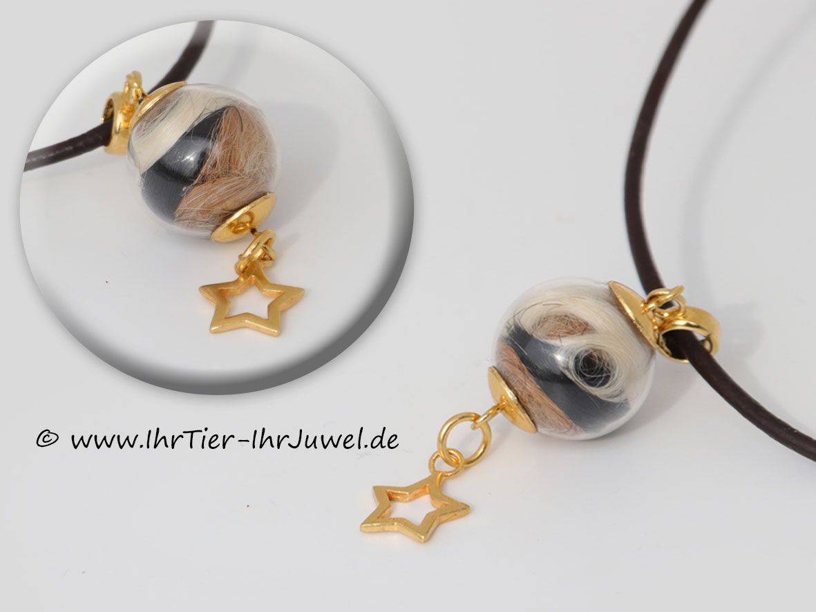 Tierhaarschmuck Glasperle mit Hundehaaren Sternenschmuck Erinnerungsschmuck