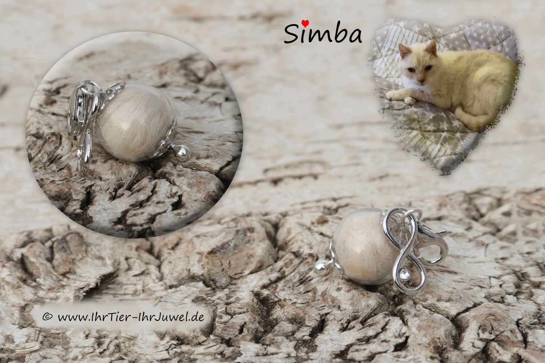 Tierhaarschmuck Glasperle mit Katzenhaaren Infinityschmuck Tierjuwel