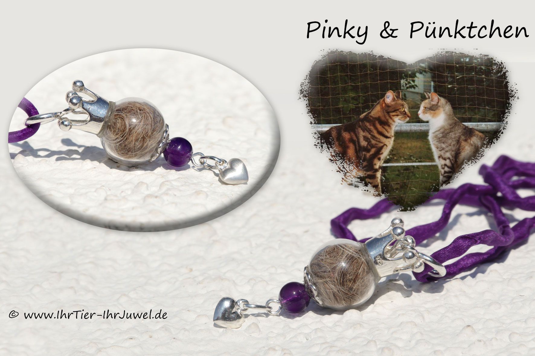 Tierhaarschmuck Glasperle mit Krone Katzenhaarschmuck