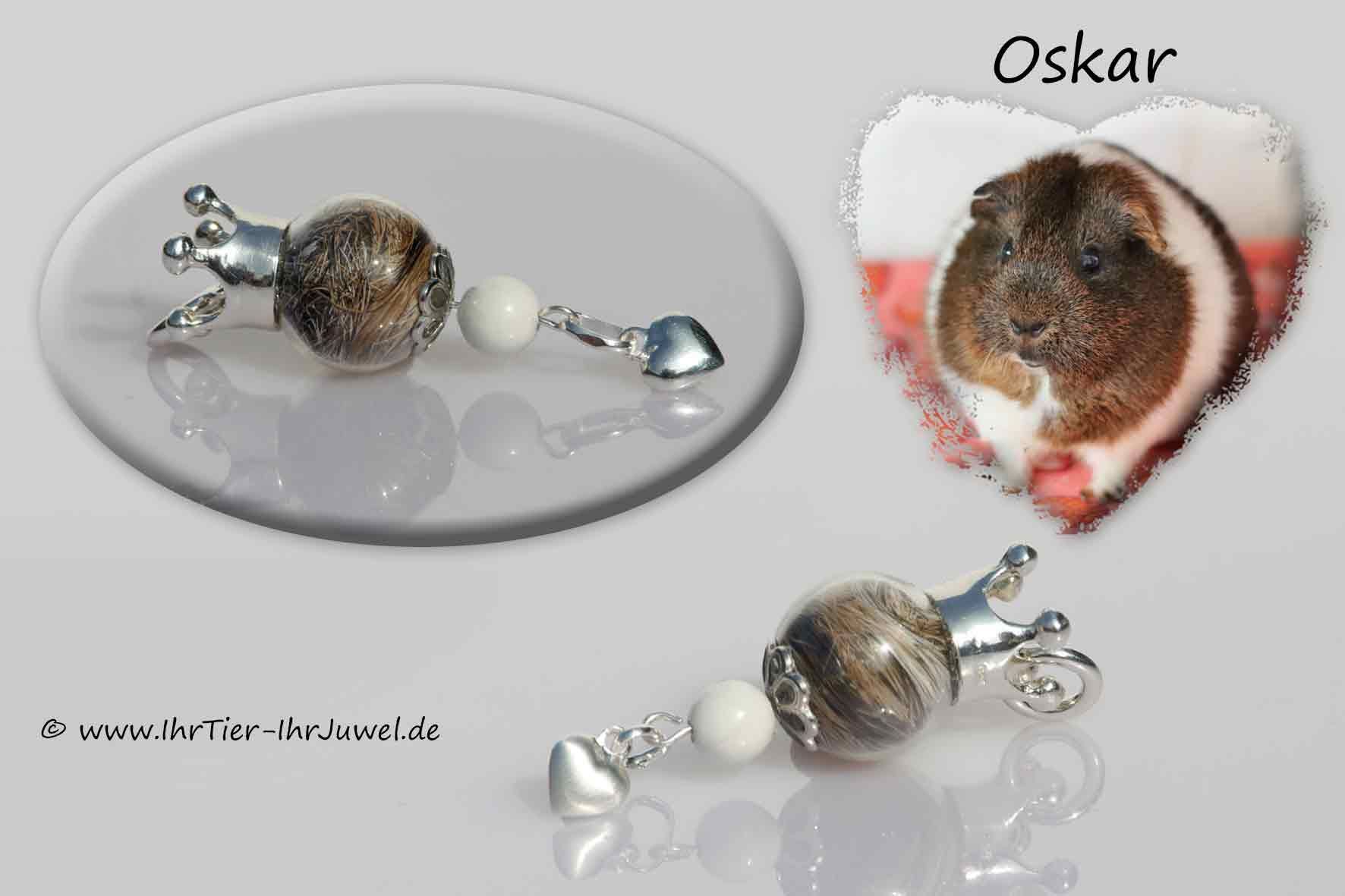 Tierhaarschmuck Glasperle mit Meerschweinchenhaaren geliebtes Meerschweinchen