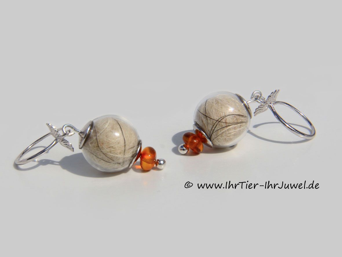 Tierhaarschmuck Glasperlen mit Tierhaar Flügelring Hundehaarschmuck