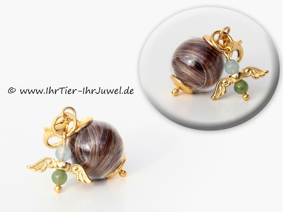 Tierhaarschmuck Glasperlencharm mit Pferdehaaren Schutzengelschmuck Pferdehaarschmuck