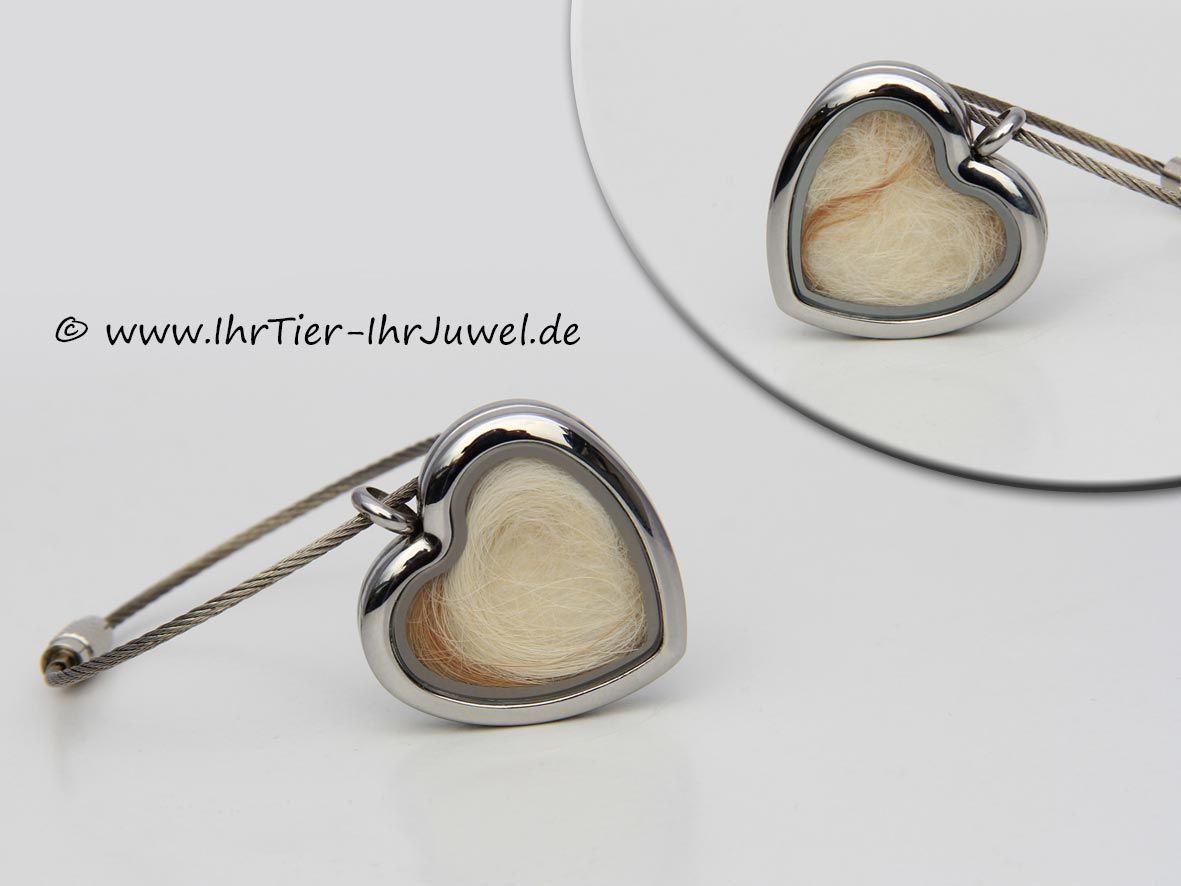Tierhaarschmuck Herzmedaillon Schlüsselanhänger mit Hundehaar Tierjuwelen