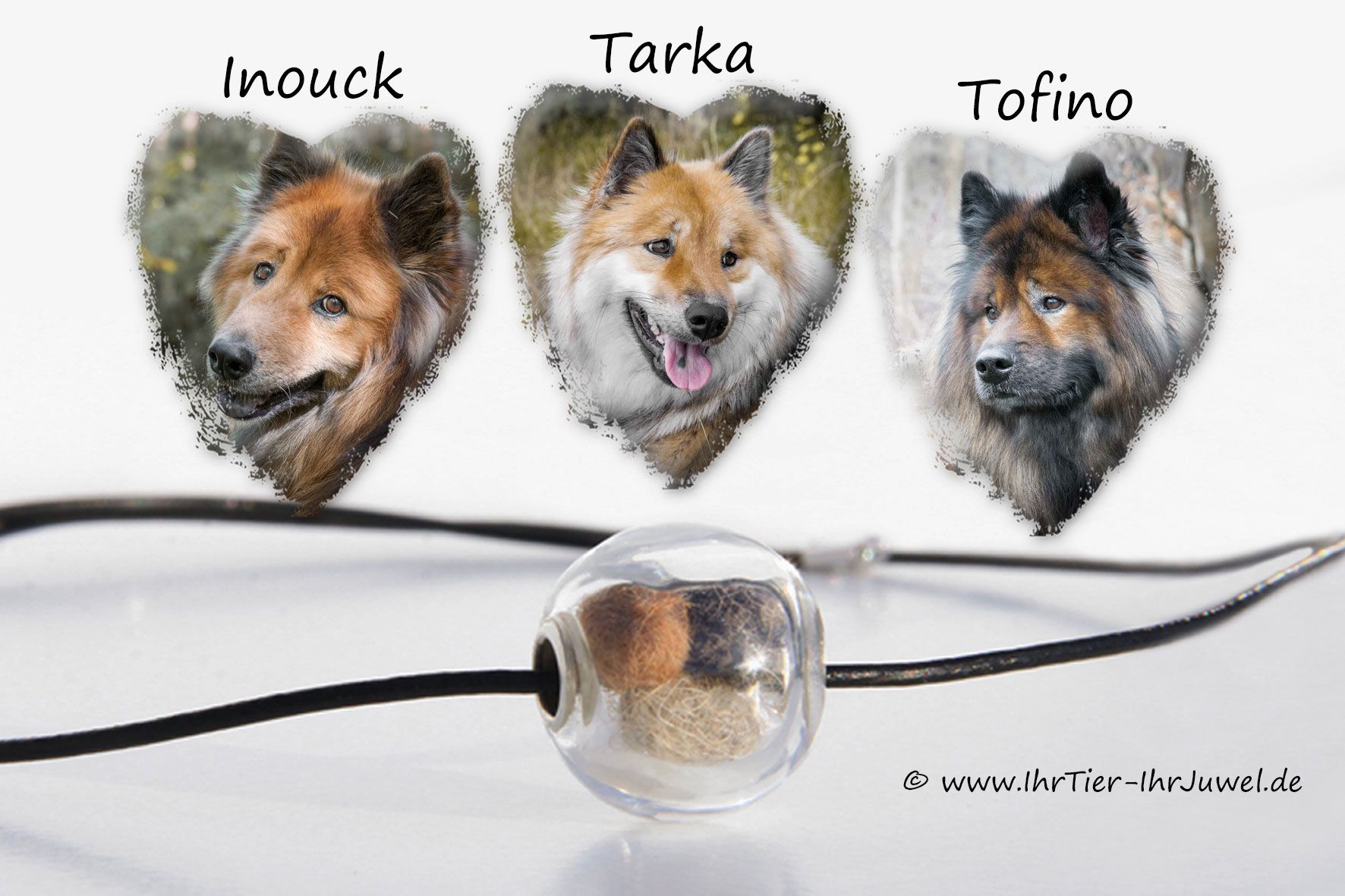 Tierhaarschmuck Kette mit Fellperlen aus Hundehaaren
