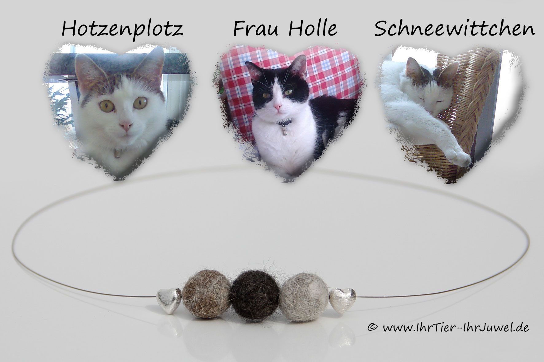 Tierhaarschmuck Kette mit Fellperlen aus Katzenhaar