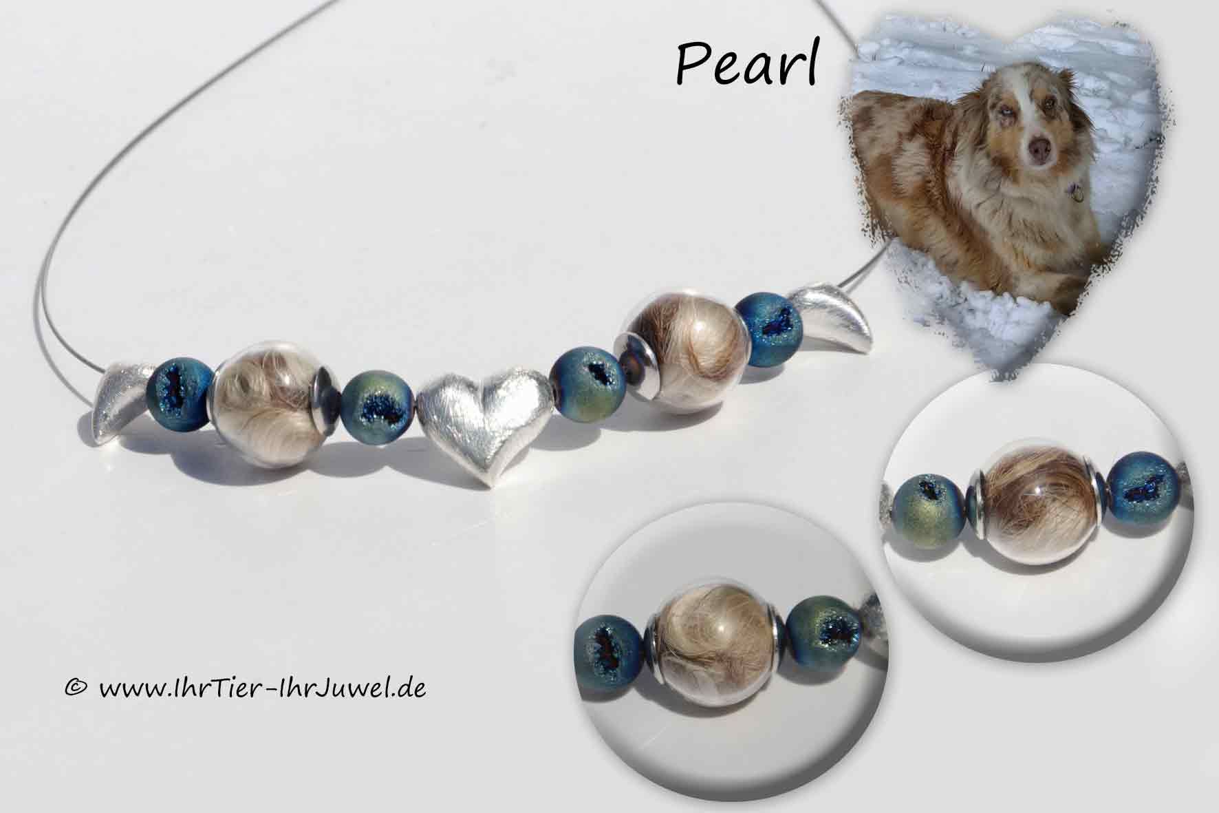 Tierhaarschmuck Kette mit Hundehaaren Fellandenken Tierjuwelen