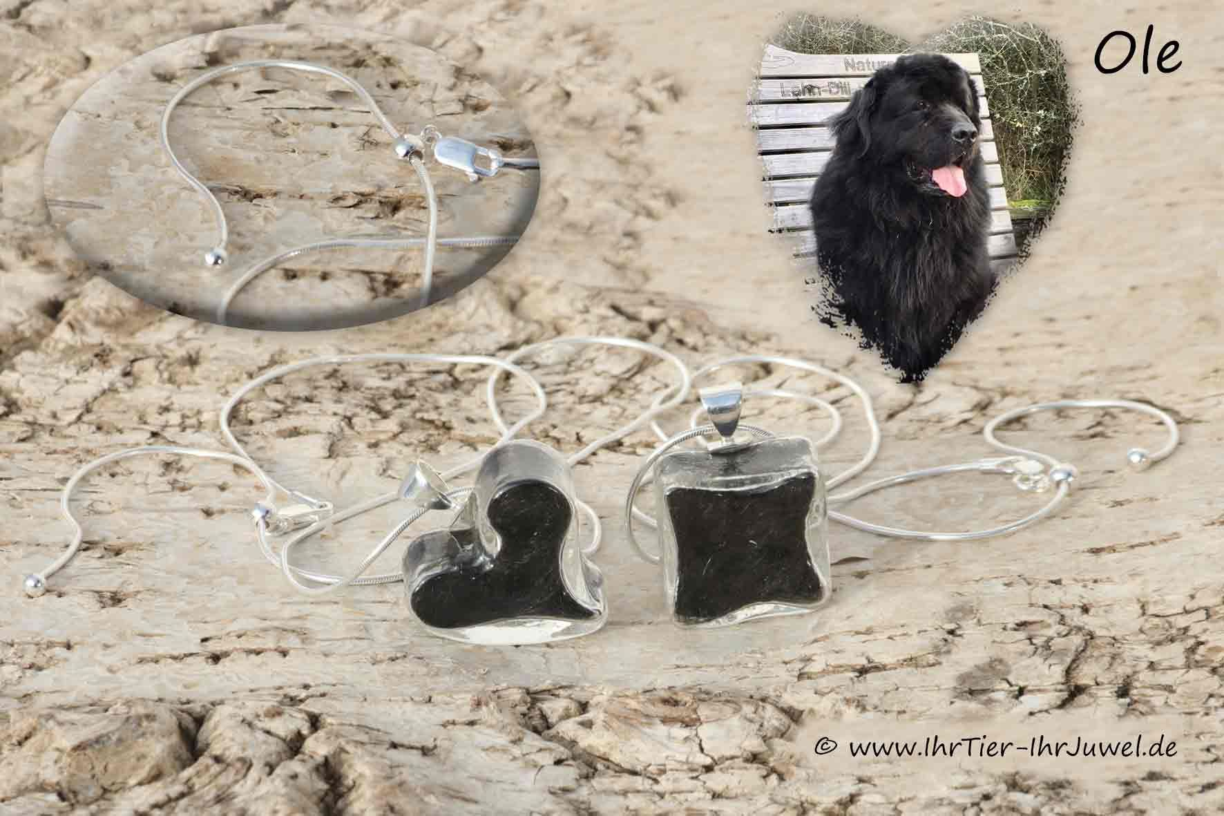 Tierhaarschmuck Kette mit Hundehaaren Glasherzkette Tierjuwelen