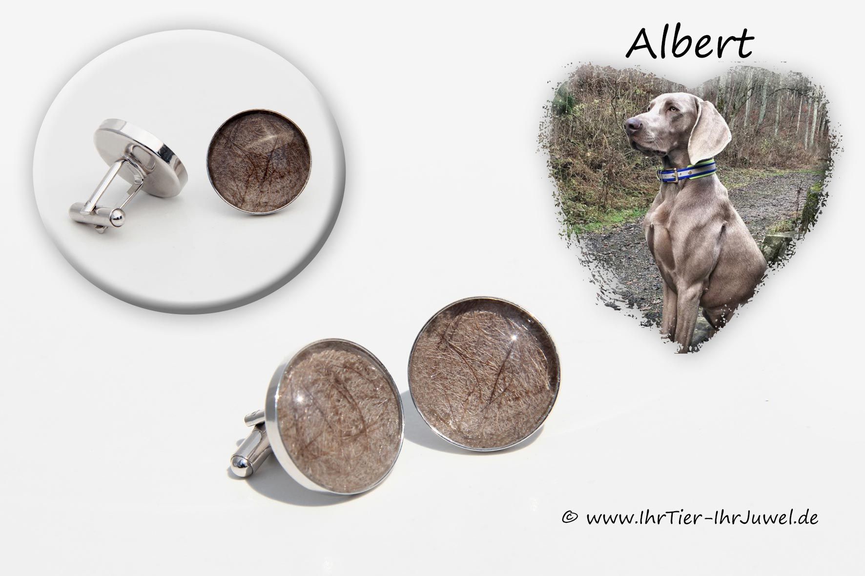 Tierhaarschmuck Manschettenknöpfe mit Hundehaar Hochzeitsgeschenk Hundeliebhaber