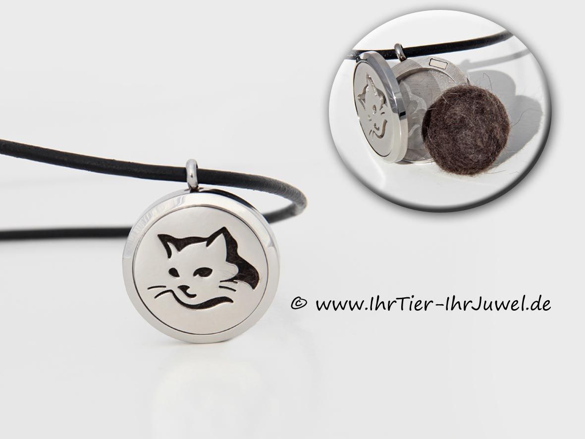 Tierhaarschmuck Medaillon Fellscheibe aus Katzenhaaren Tierjuwelen