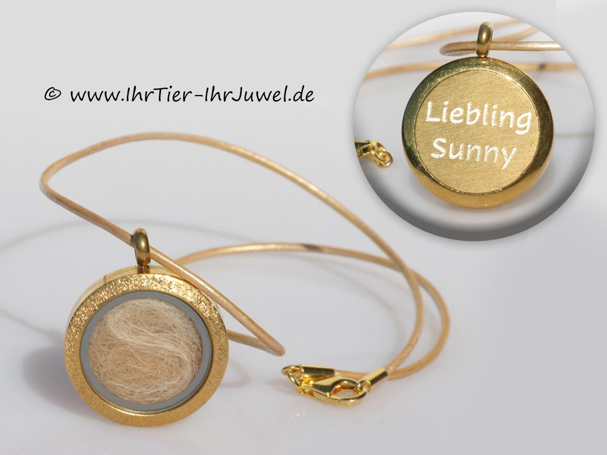 Tierhaarschmuck Medaillon mit Hundehaar Gravurschmuck Felljuwelen