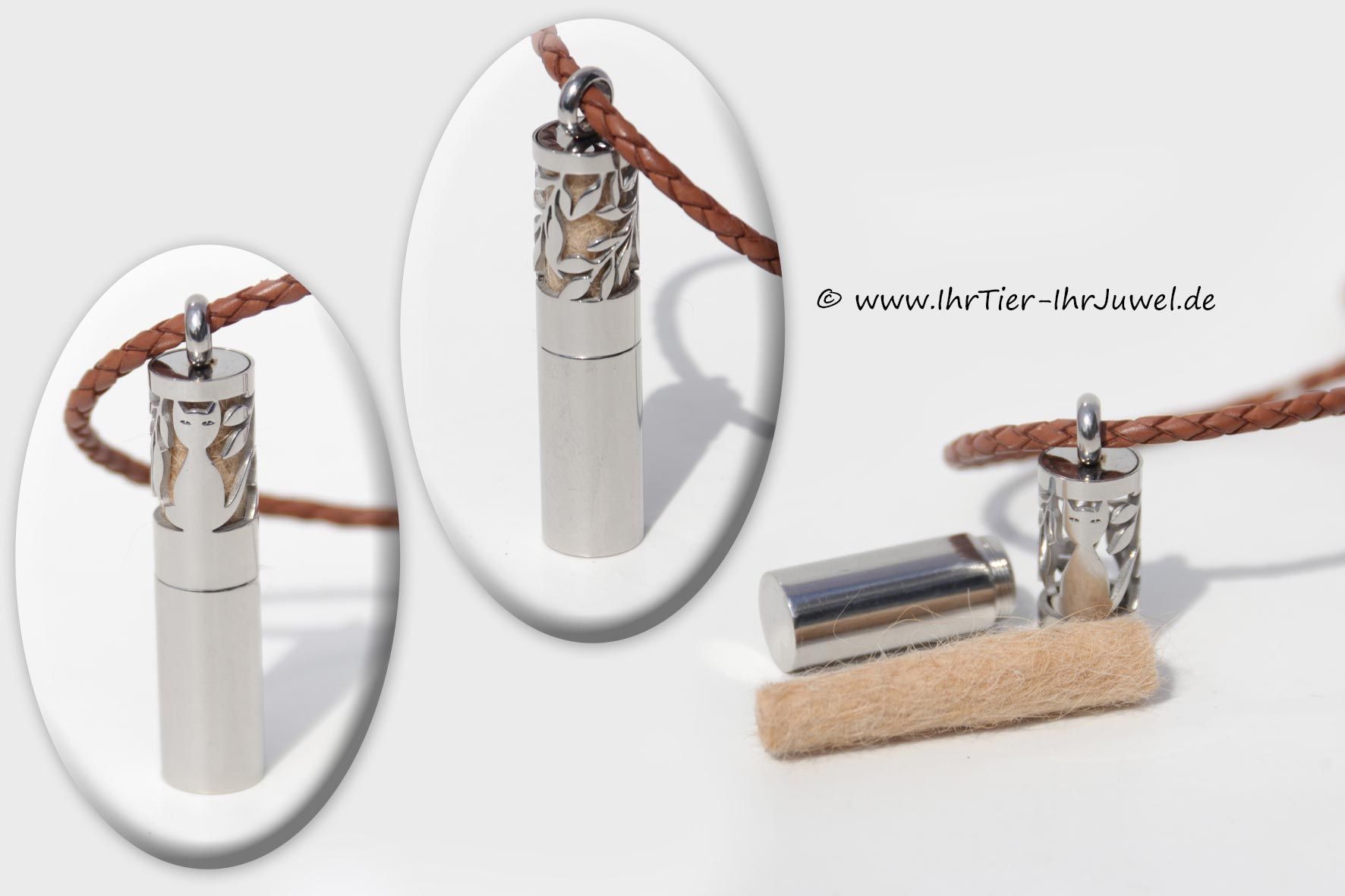 Tierhaarschmuck Medaillon mit Katzenhaaren Medaillonröhrchen Felljuwelen