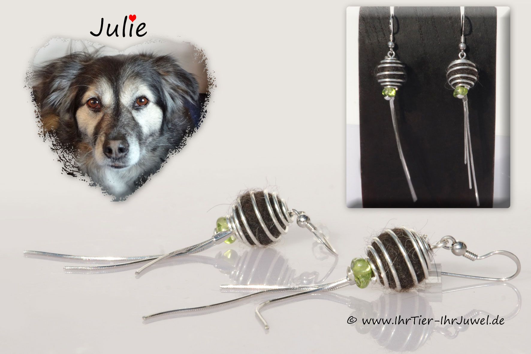 Tierhaarschmuck Ohrringe mit Fellperlen aus Hundehaar