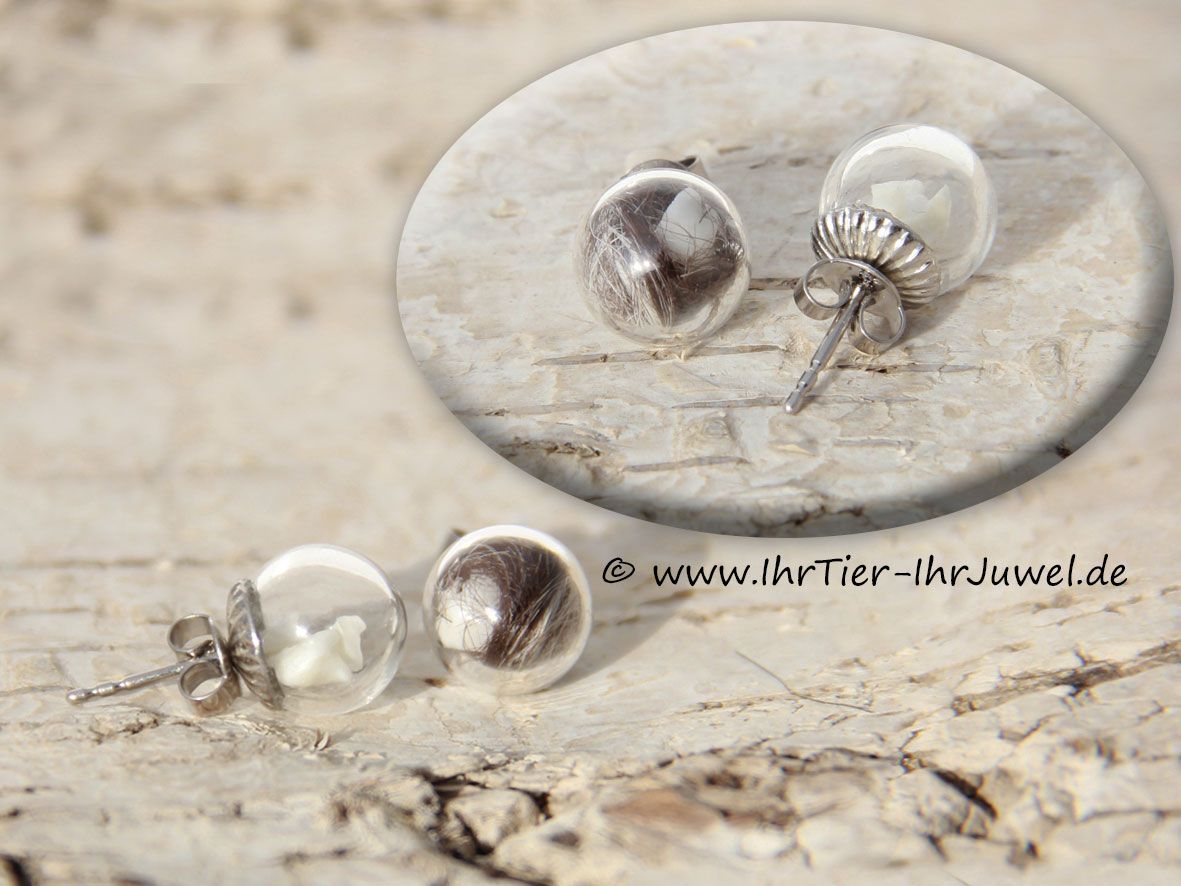 Tierhaarschmuck Ohrringe mit Hundehaaren Zähnchenschmuck Hundehaarschmuck