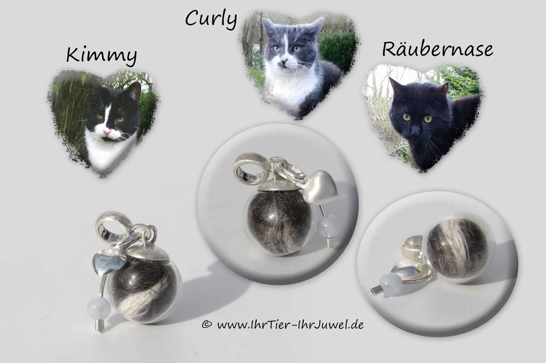 Tierhaarschmuck Perle mit Katzenhaaren Tierjuwel Fellandenken