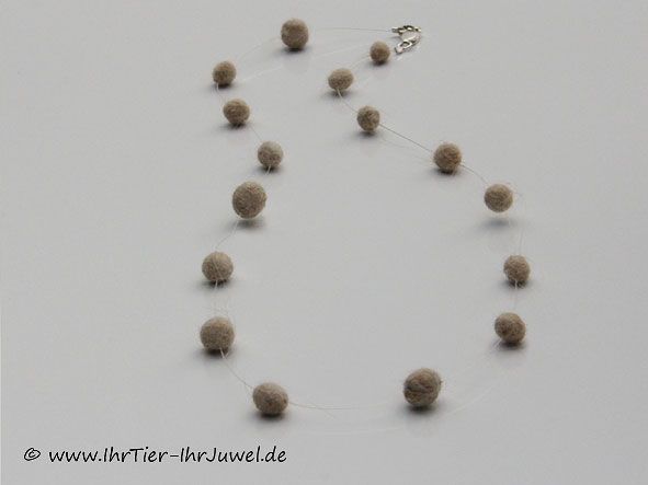 Tierhaarschmuck Perlenkette aus Katzenhaar Fellperlen Tierjuwelen