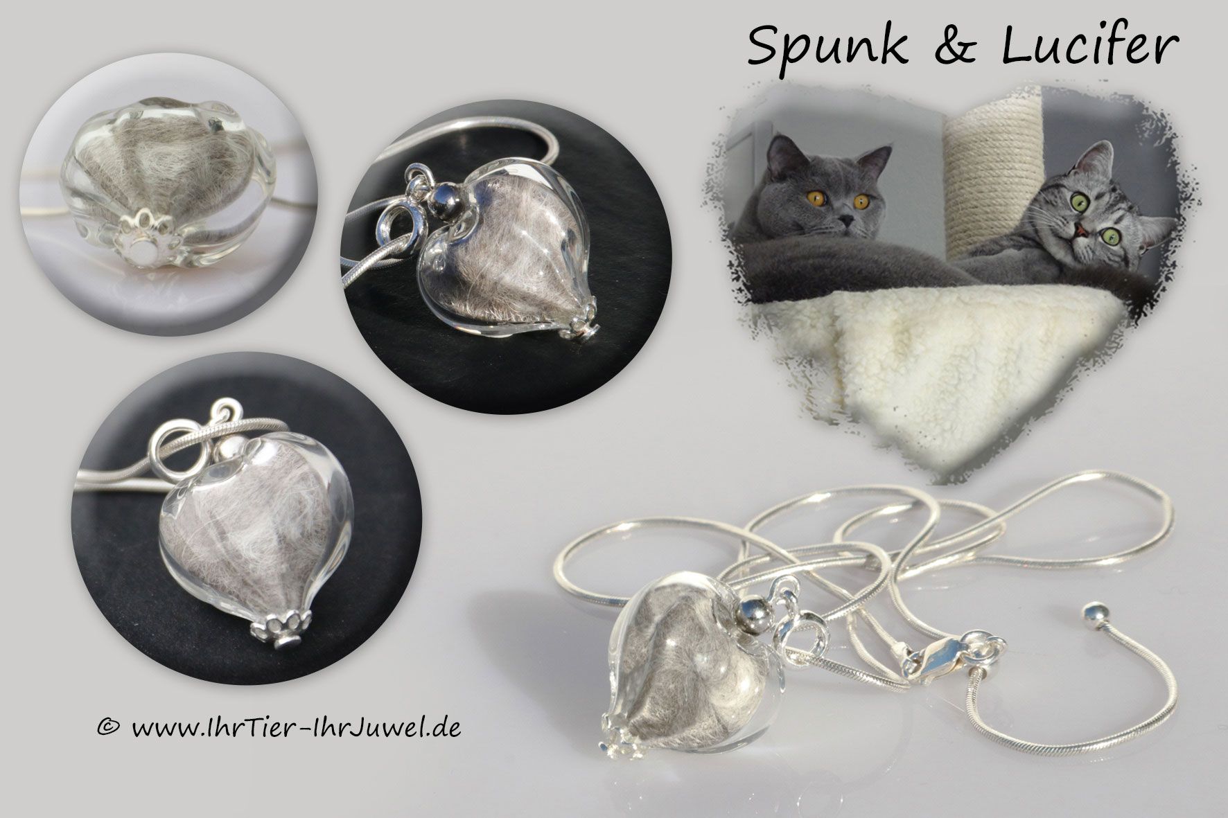 Tierhaarschmuck Reliefherz mit Katzenhaaren geliebte Katze