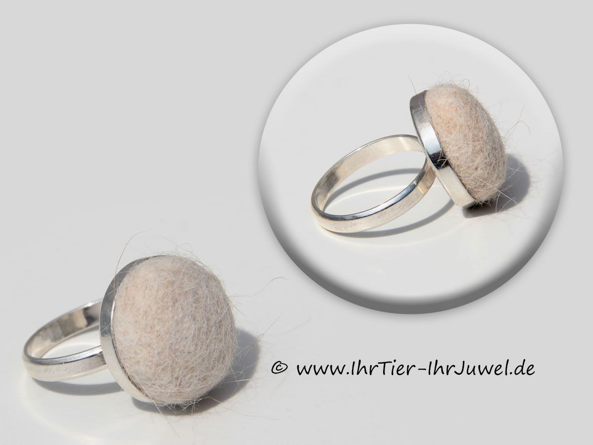 Tierhaarschmuck Ring aus Katzenhaar Fellschmuck Tierhaarjuwelen