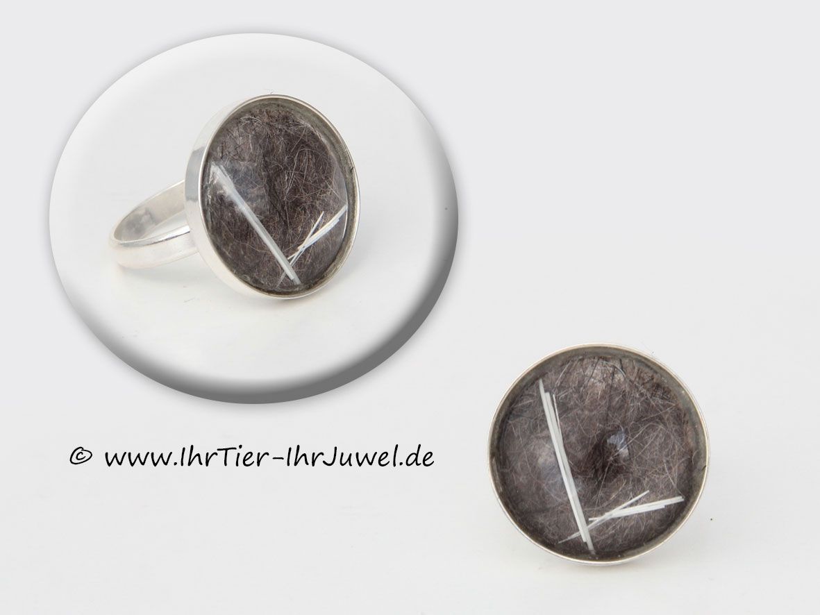 Tierhaarschmuck Ring mit Katzenhaaren Schnurrhaarschmuck Tierjuwelen