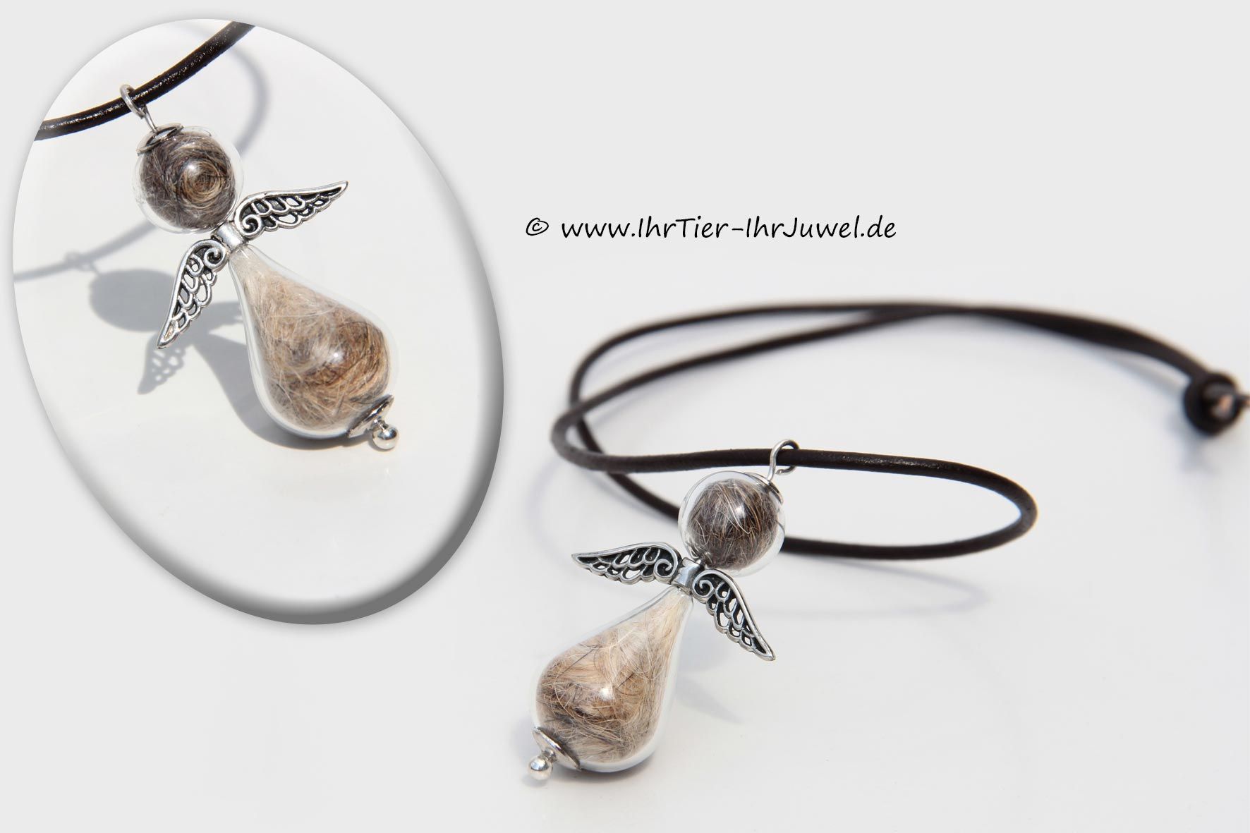 Tierhaarschmuck Schutzengel aus Hundehaaren Glücksbringer Tierjuwelen