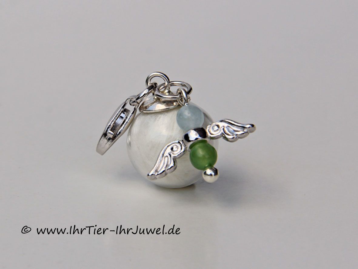 Tierhaarschmuck Schutzengel mit Tierhaar Perlen in Augenfarbe
