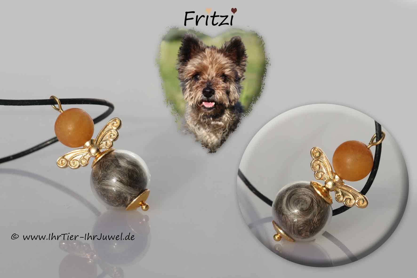 Tierhaarschmuck Schutzengel mit Tierhaaren Felljuwelen Fellandenken