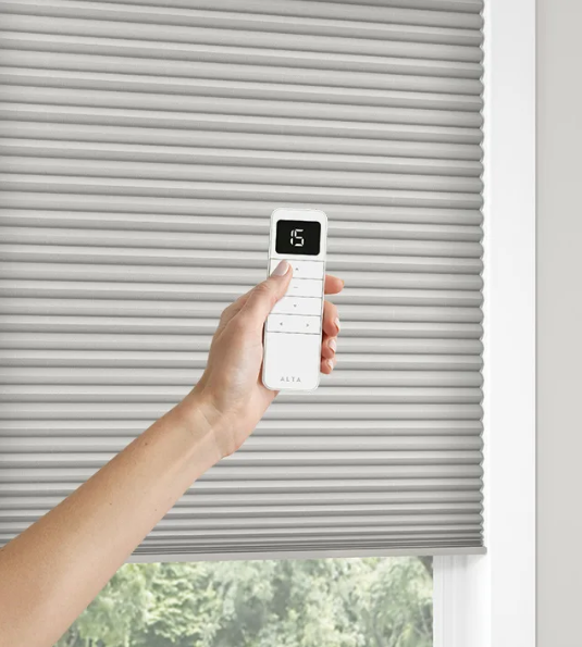 Alta honeycomb shades control option - Bliss Automation