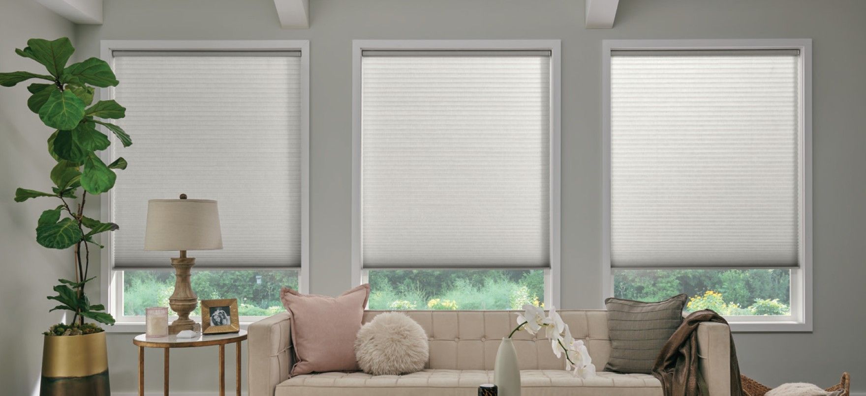 Alta honeycomb shades in the livingroom