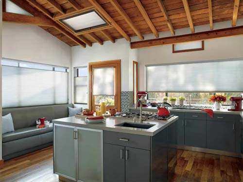 Applause Honeycomb Skylight Shades Motorized - Modern Kitchen - Hunter Douglas Orange County OC