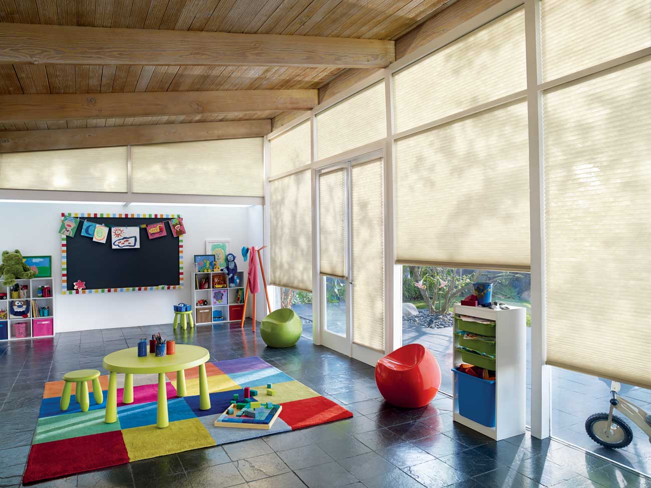 Applause® Honeycomb Shades - Trapezoid Windows - Kids Room - Hunter Douglas