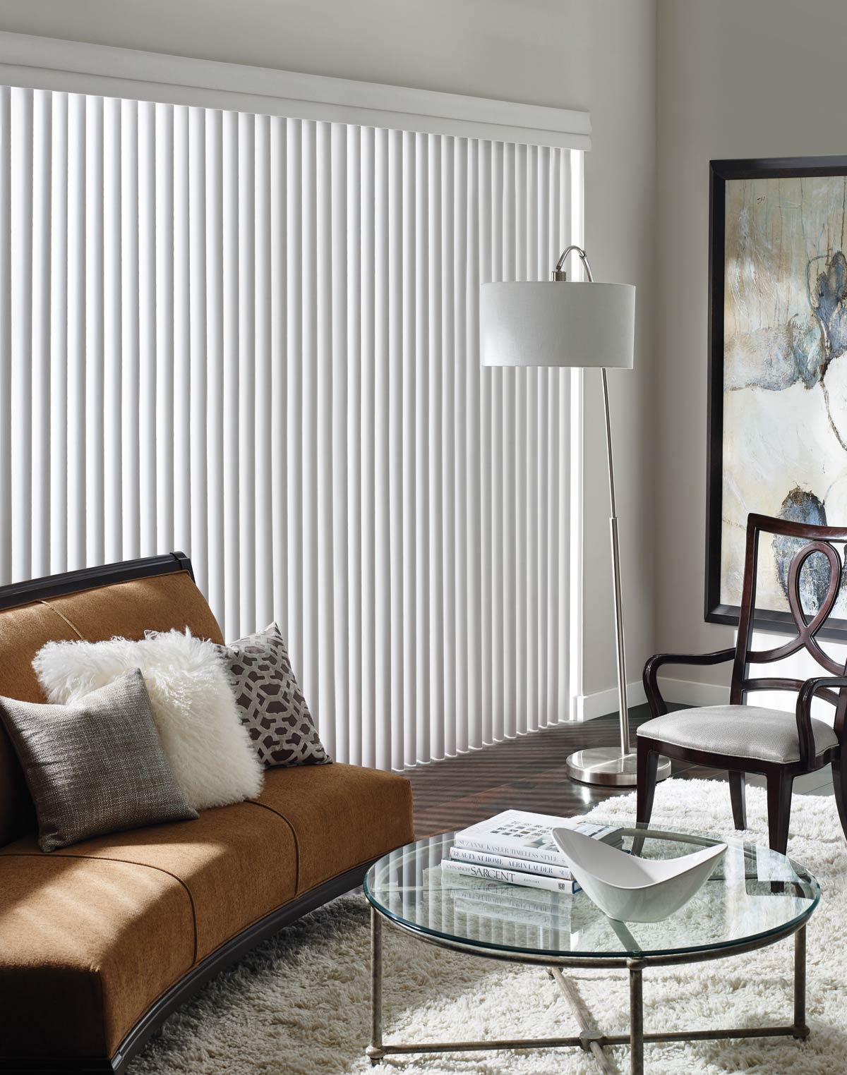 Cadence® Soft Vertical Blinds - Contemporary Living Room - Hunter Douglas