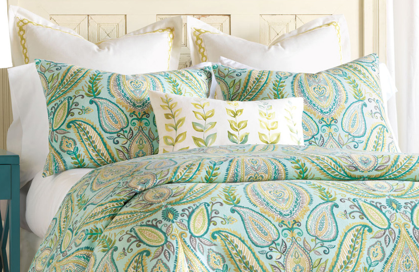 Custom Bedding Green Pattern Traditional Shabby Chic Bedroom