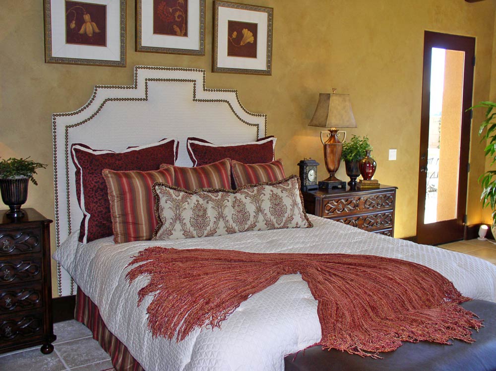 Custom Traditional Bedroom Bedding White Red Newport Beach