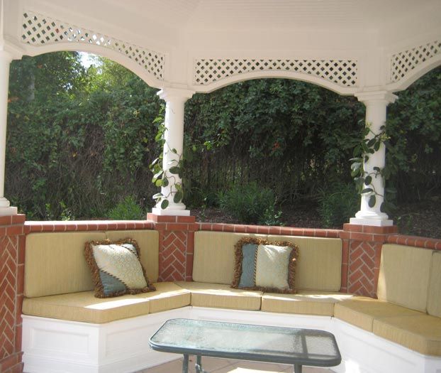 Custom cushions for patio bench seating area