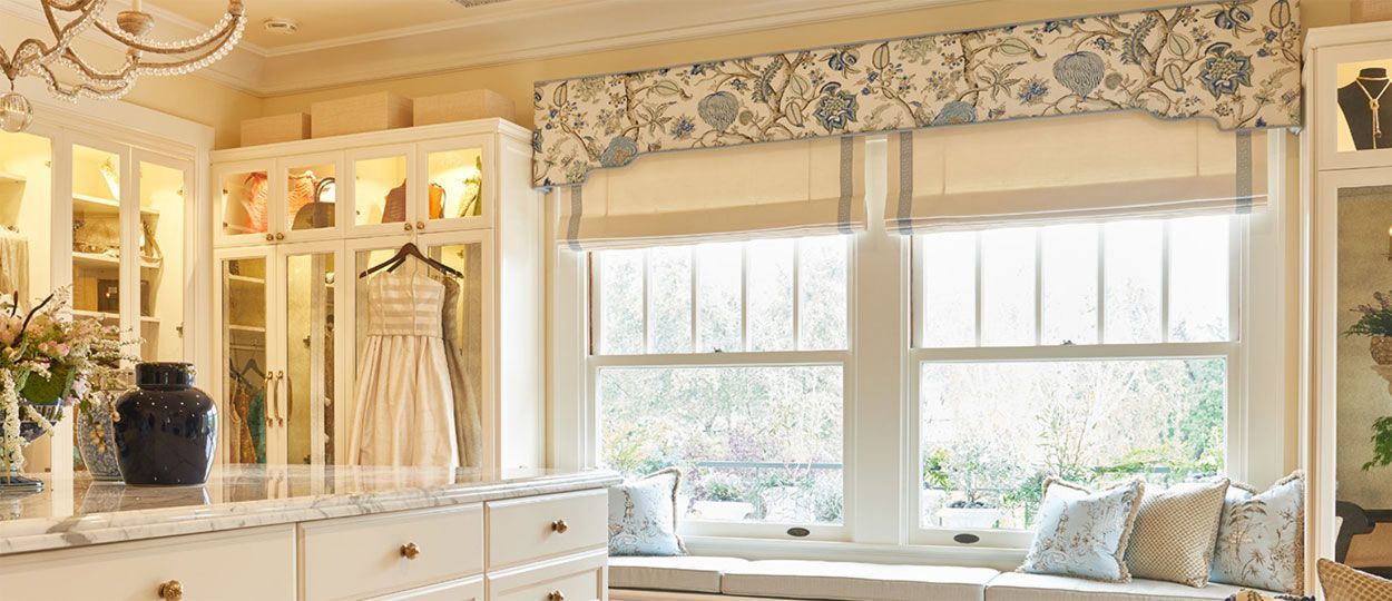Blackout top treatment cornice/valance in walkin closet
